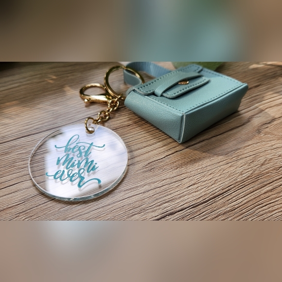 MIMI GIFT!!! Mini Purse Keychain with Laser Engraved Charm - " Best Mimi Ever" - Picture 9 of 12